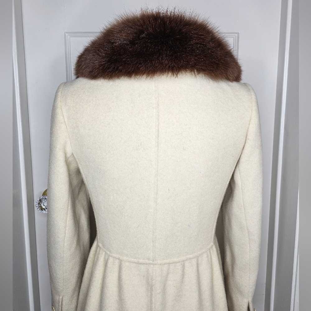 VTG 70s Pierre Cardin Princess-Cut Coat with Fox Fur Collar - Picture 9 of 16